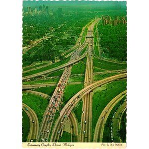 Expressway Complex Detroit Michigan Vintage Postcard Dexter Press Highways
